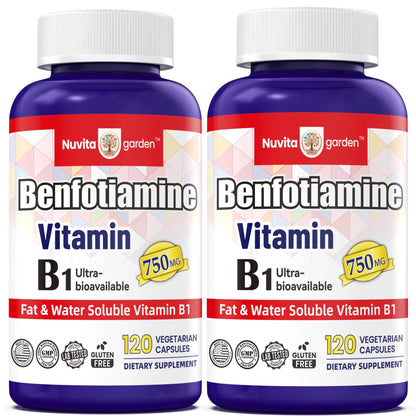 NoMiLu cápsulas vitamina b1 benfotiamina 750mg para energía y nervios