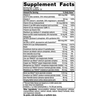 Tabla de ingredientes Nordic Naturals multivitamínico