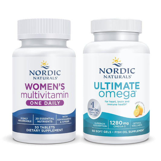 Pack de inicio Nordic Naturals con multivitamínico para mujeres y omega-3