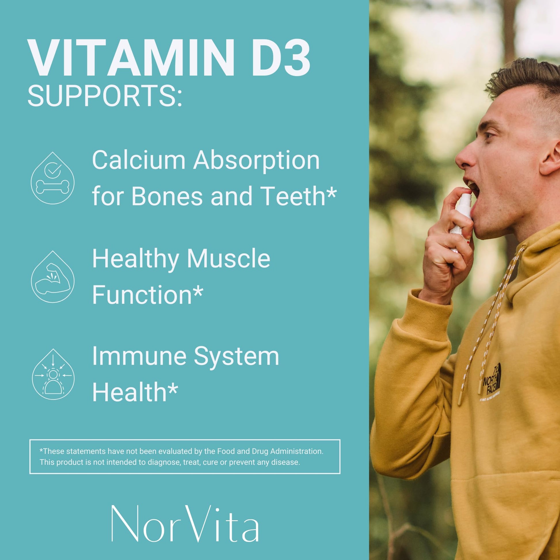 NorVita spray vitaminas D3 4000 UI B12 500 mcg apoyo sistema inmunológico