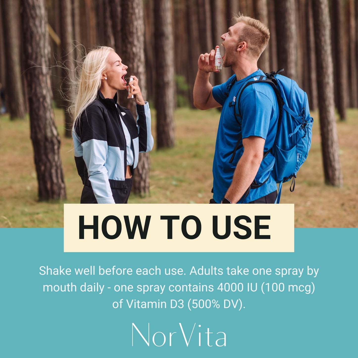 NorVita spray vitaminas D3 B12 fórmula vegana certificada EU y FDA