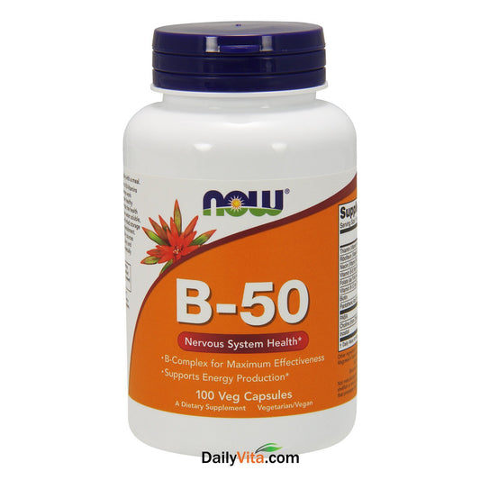 NOW B-50 cápsulas suplemento complejo B 100 unidades