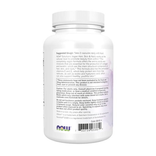 Envase NOW Foods biotina 5000 mcg cápsulas veganas