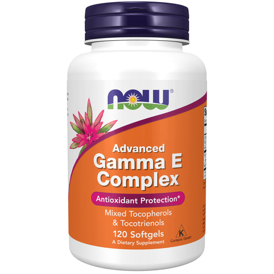 NOW Foods Complejo Avanzado Gamma E 120 cápsulas blandas frontal