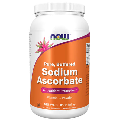 NOW Foods polvo vitamina c ascorbato de sodio paquete 3 libras
