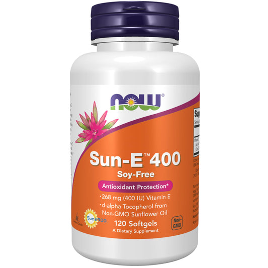 Suplemento NOW Foods Sun E 400 IU vitamina E natural botes