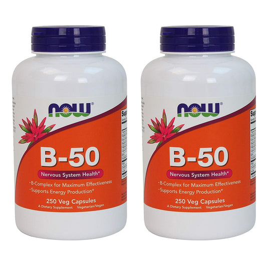 Now Foods suplemento B-50 250 cápsulas vegetales paquete