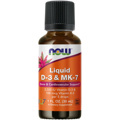 NOW Foods suplemento líquido vitamina D3 y K2 MK7 1 onza