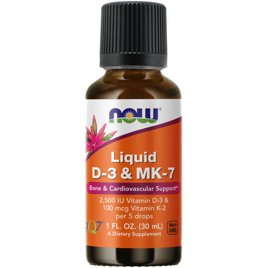 NOW Foods suplemento líquido vitamina D3 y K2 MK7 1 onza