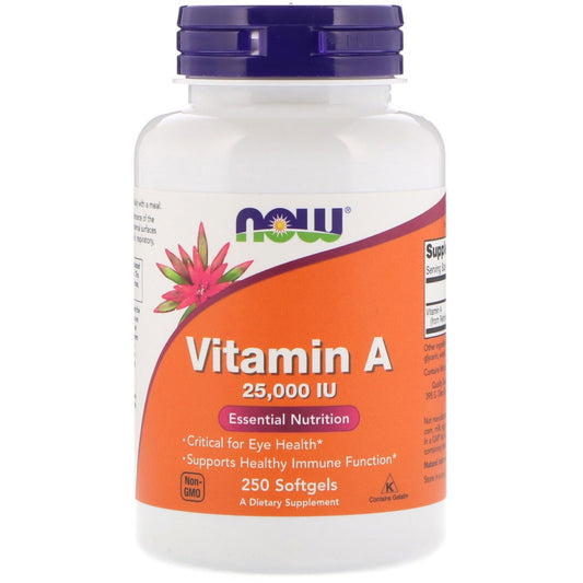 Now Foods Vitamina A cápsulas blandas 25000 UI aceite hígado pescado 500 unidades