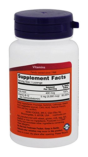 Now Foods Vitamina B-12 envase lateral ingredientes