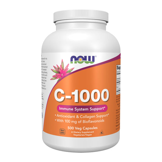 Envase NOW Foods vitamina c 1000 cápsulas vegetales 500