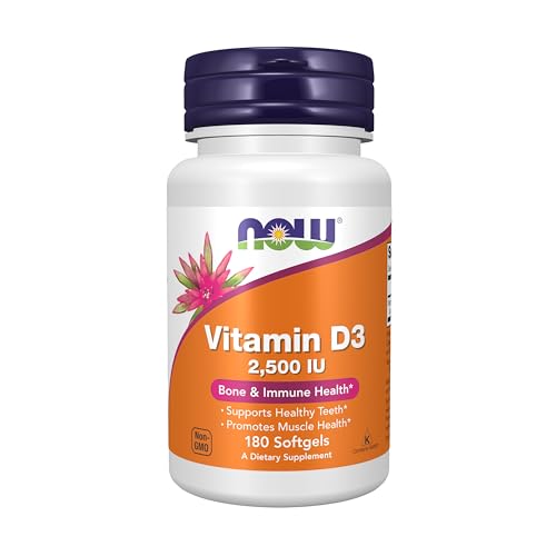 NOW Foods vitamina d3 2500 ui softgels salud ósea e inmune