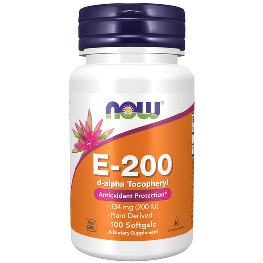 NOW Foods Vitamina E 200 IU 100 cápsulas blandas frasco