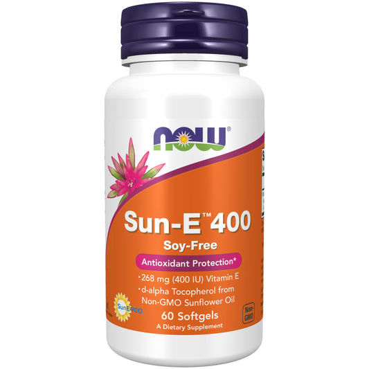 NOW Foods Sun-E vitamina E 400 IU envase 60 geles blandos