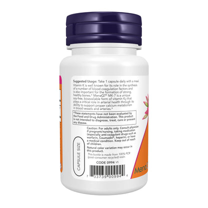 NOW Foods Vitamina K2 MK-7 apoyo óseo y cardiovascular