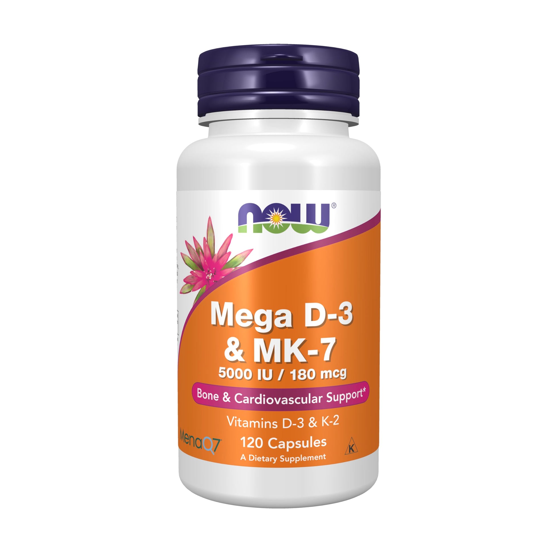 NOW suplemento Mega D-3 MK-7 vitaminas para salud ósea y cardiovascular