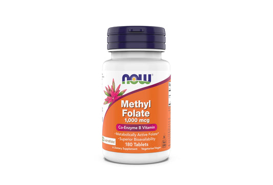 Frasco NOW Metilfolato 1000 mcg 180 tabletas