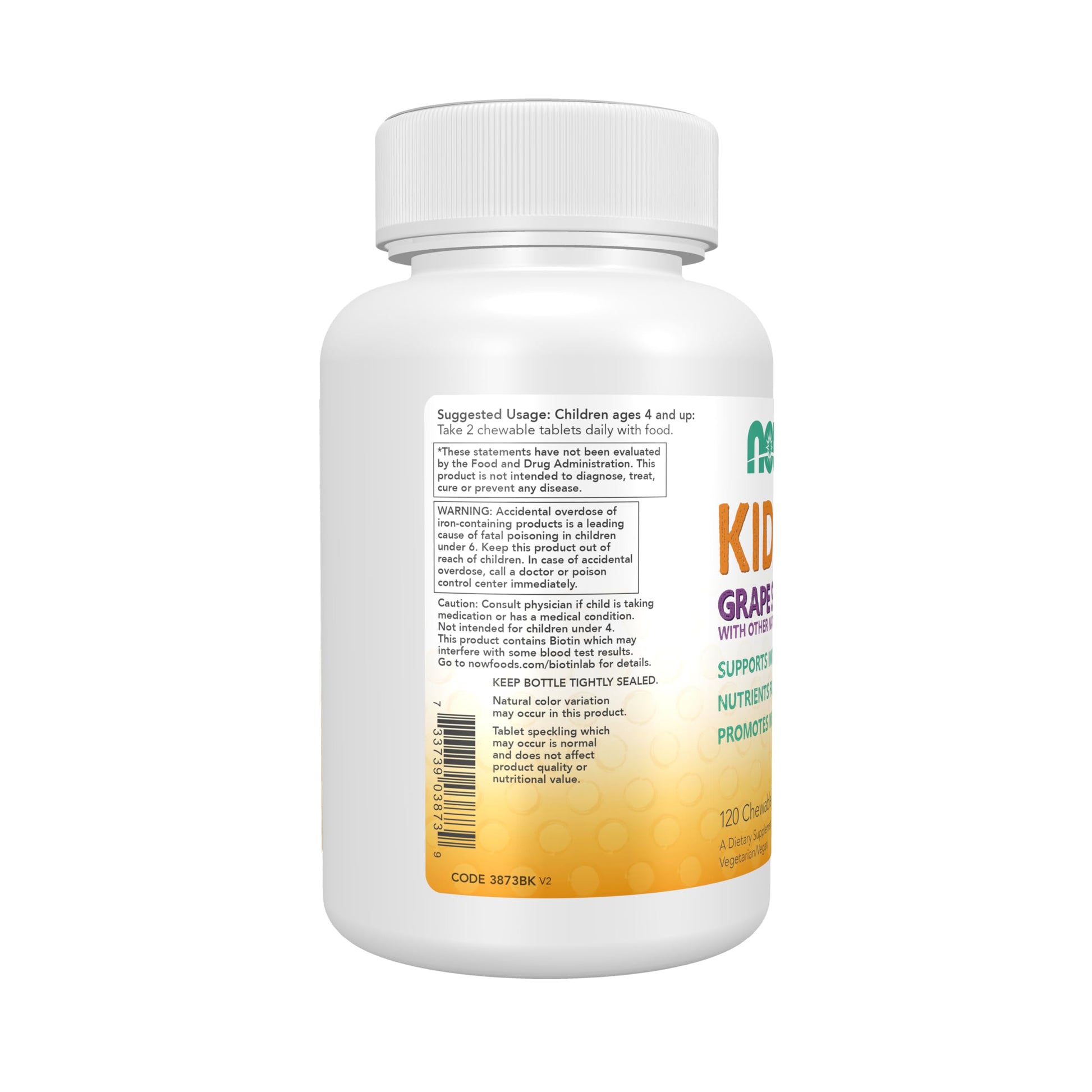 NOW multivitaminas para niños 120 tabletas sabor uva