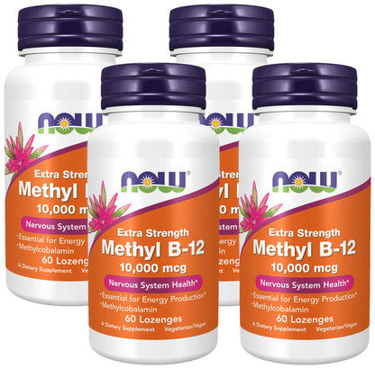 Paquete NOW Supplements Metil B-12 10000 mcg 60 pastillas