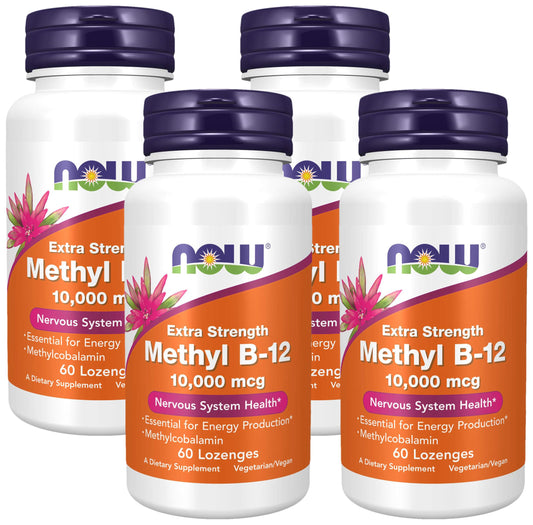 Paquete NOW Supplements Metil B-12 10000 mcg 60 pastillas