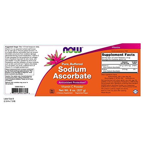 Envases Now Supplements vitamina C polvo ascorbato de sodio