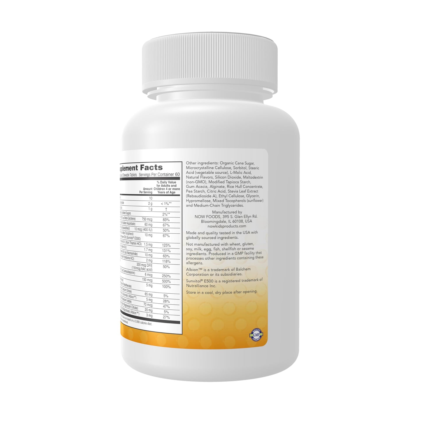 NOW tabletas masticables multivitaminas sabor uva para niños