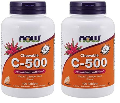 NOW Vitamina C-500 pastillas masticables sabor naranja