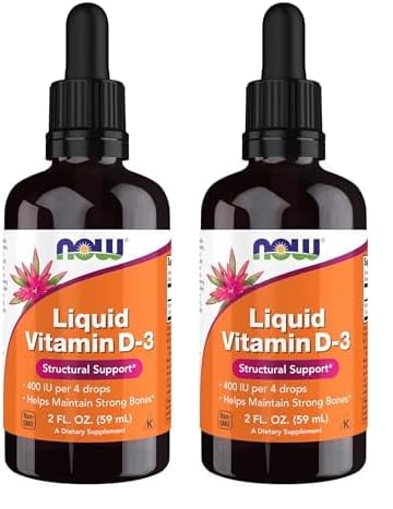 NOW vitamina d-3 liquida suplemento huesos fuertes pack 2