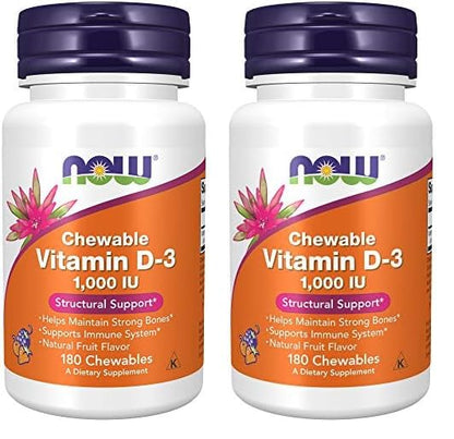 NOW Vitamina D-3 1000 IU comprimidos masticables paquete doble