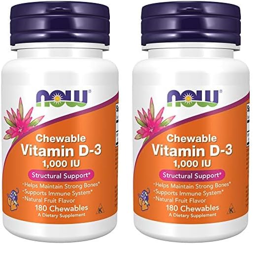 NOW Vitamina D-3 1000 IU comprimidos masticables paquete doble