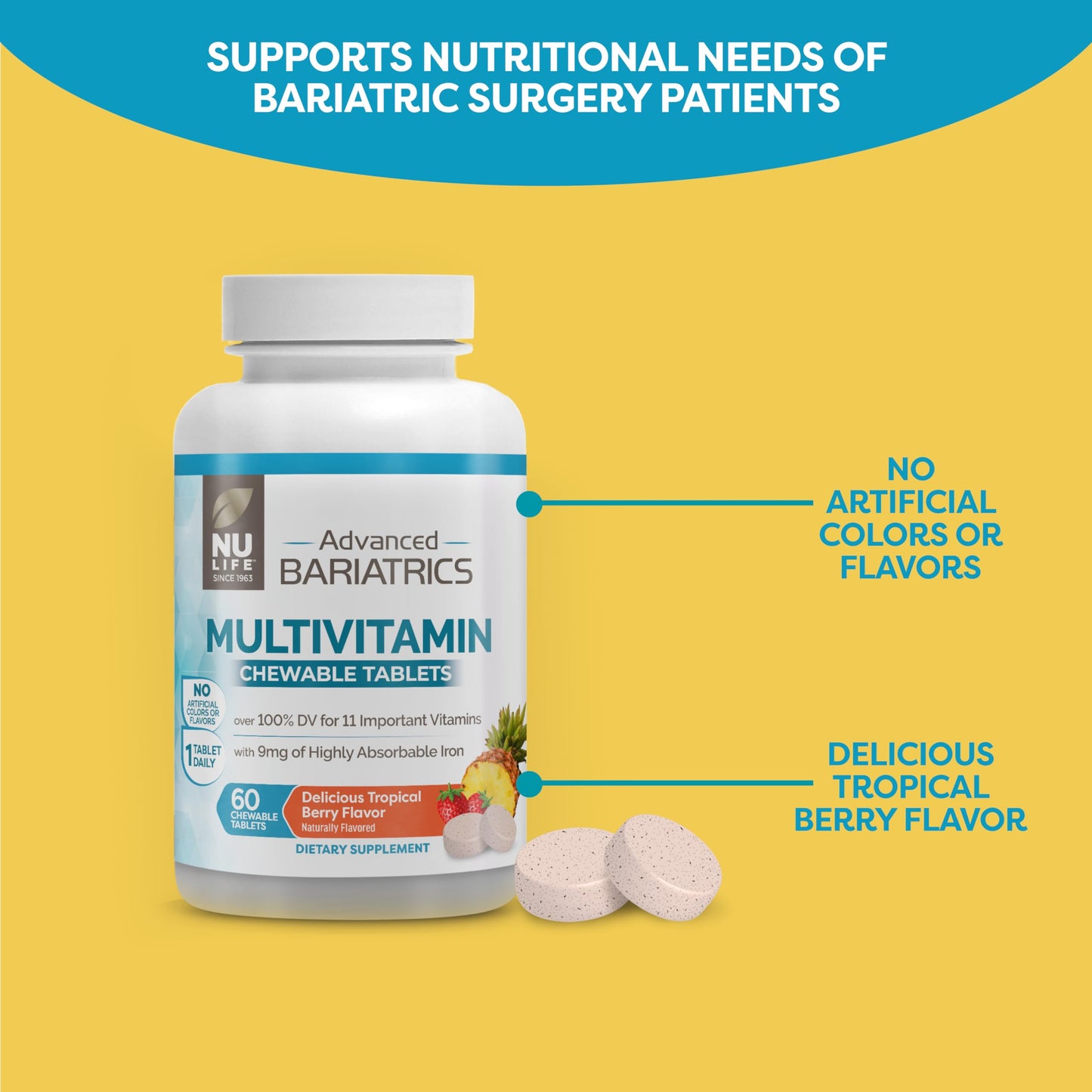 NU LIFE multivitaminas sin colores artificiales