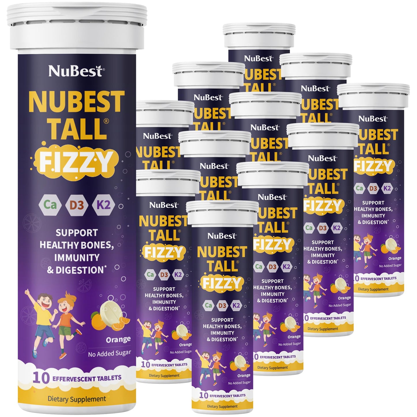 NuBest Tall Fizzy multivitaminas efervescentes naranja
