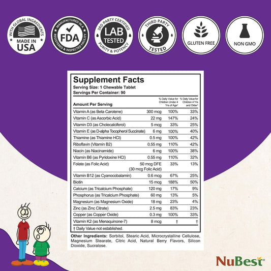Paquete de 2 NuBest Tall Kids vitaminas para niños 2 a 9 años