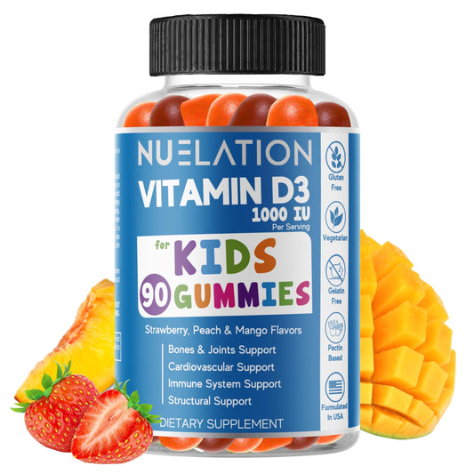 NUELATION gomitas vitamina d3 para niños botella frontal 90 días