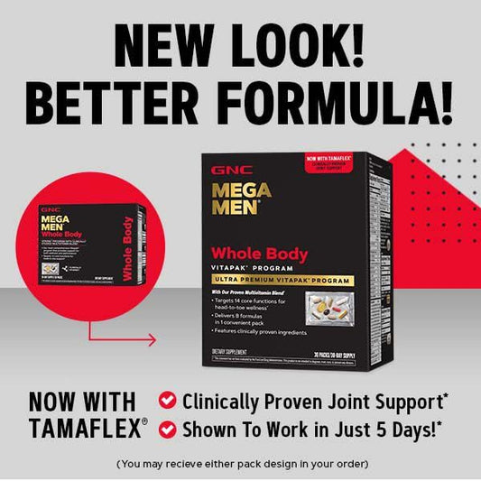 Nueva imagen del paquete GNC Mega Men con mejor fórmula