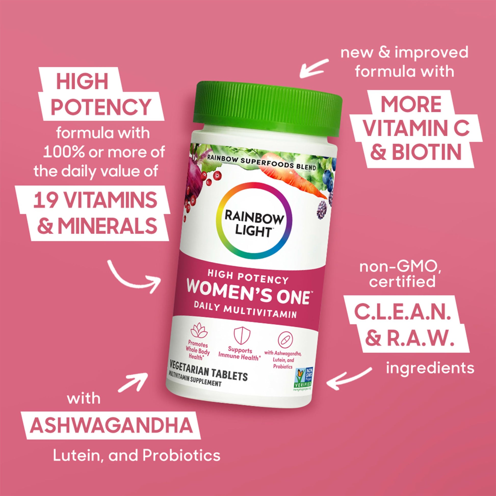 Nuevo diseño del frasco de multivitamínico Rainbow Light
