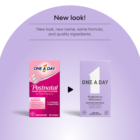 Dos cajas de ONE A DAY: una antigua y una nueva, mostrando un nuevo diseño y nombre.