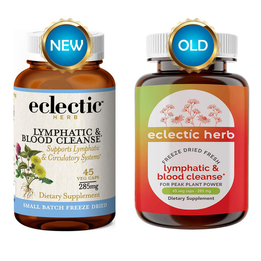 Nuevo y viejo diseño de frasco Eclectic Lymph & Blood Cleanse