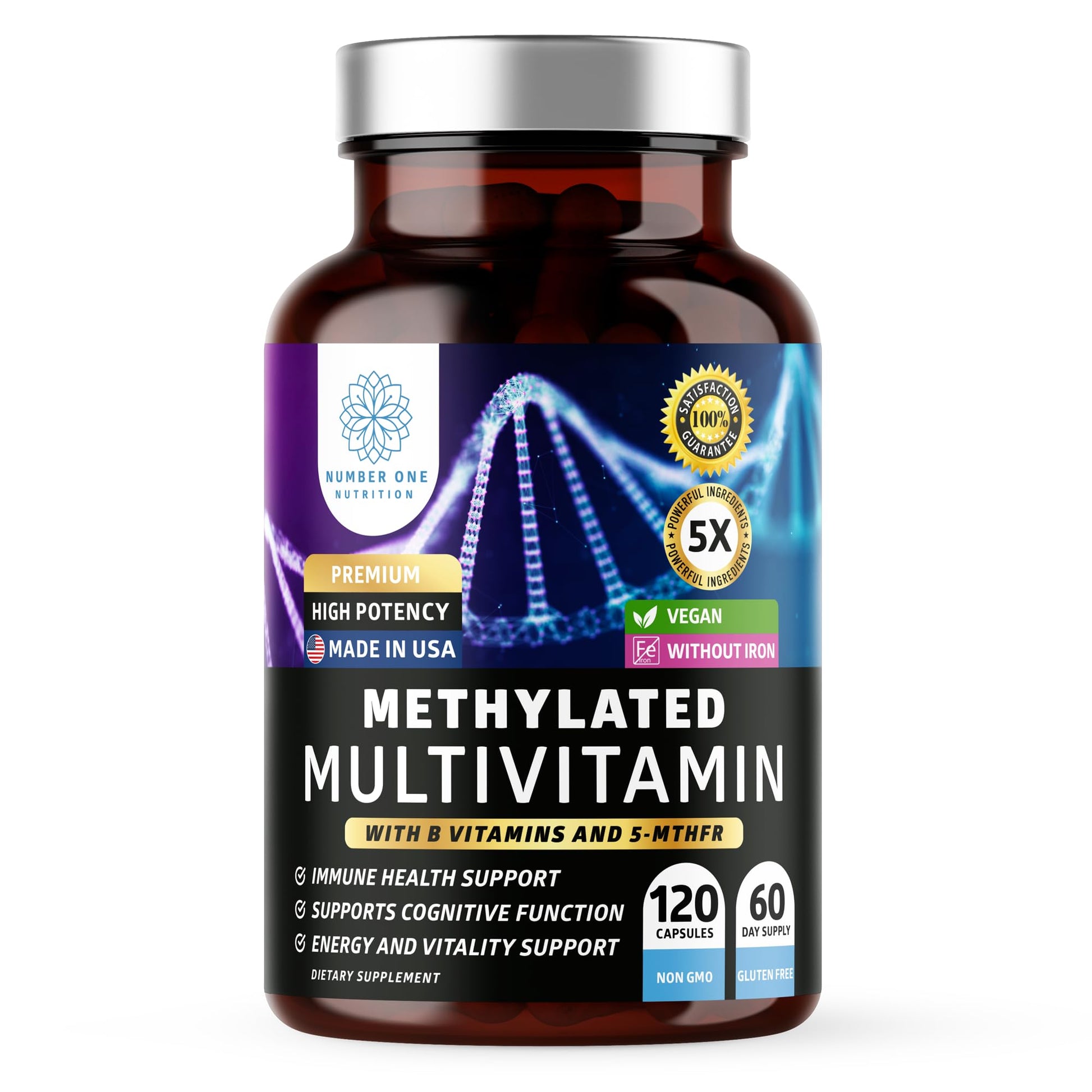 Number One Nutrition multivitaminas metiladas 120 cápsulas