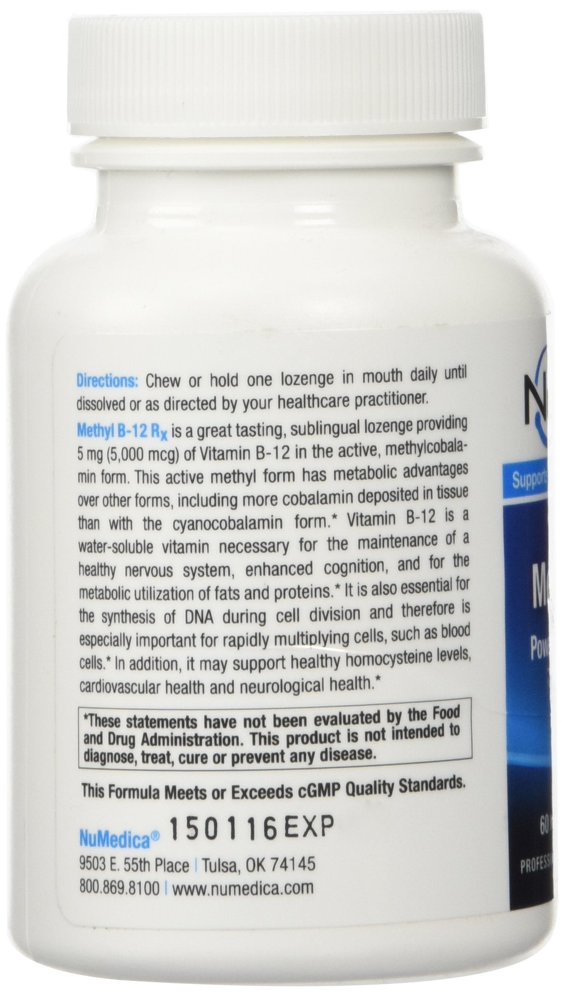 Numedica Metil B12 ingredientes suplemento