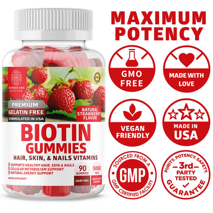 Número One Nutrition producto gomitas biotina para cabello piel uñas