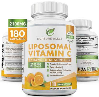 NURTURE ALLEY vitamina C liposomal 2100 mg 180 cápsulas vegetales