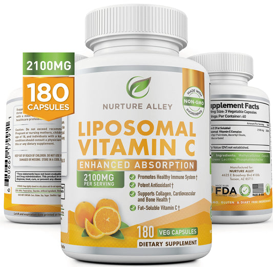 NURTURE ALLEY vitamina C liposomal 2100 mg 180 cápsulas vegetales