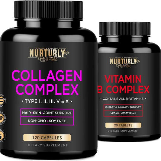 NURTURLY complejo vitamina B y colágeno multi en cápsulas