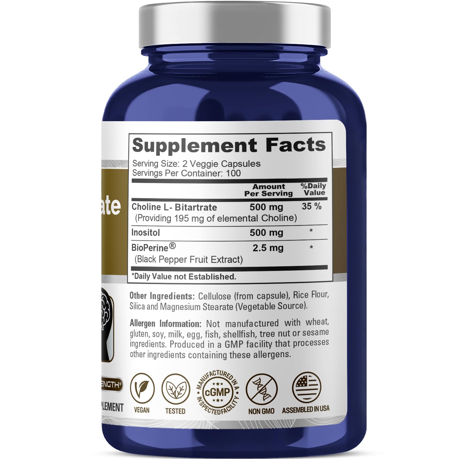 NusaPure cápsulas vegetales colina e inositol caja lateral