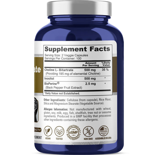 NusaPure cápsulas vegetales colina e inositol caja lateral