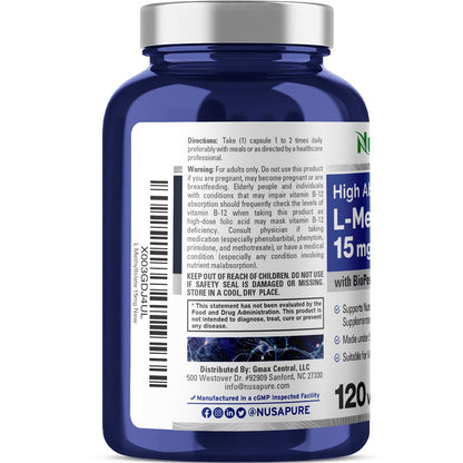 Etiqueta de ingredientes NusaPure L-Metilfolato