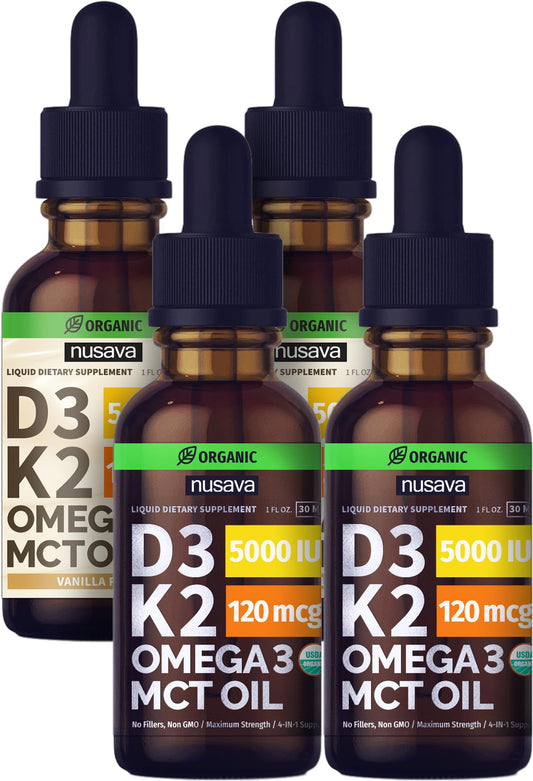 Botella NUSAVA gotas líquidas vitamina D3 K2 sin sabor