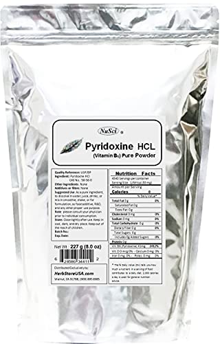 NuSci vitamina b6 polvo puro clorhidrato de piridoxina 8 onzas